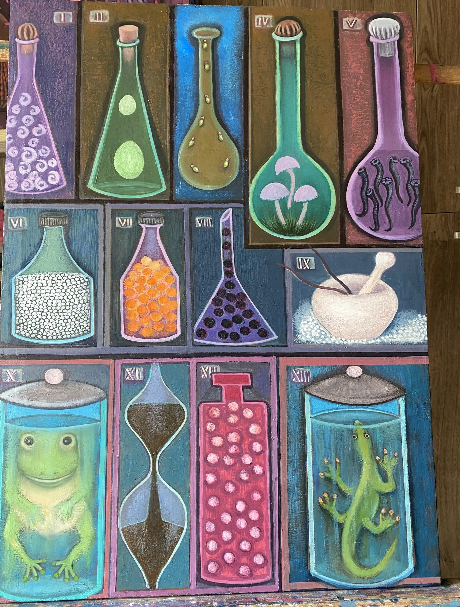 Thirteen alchemical vessels